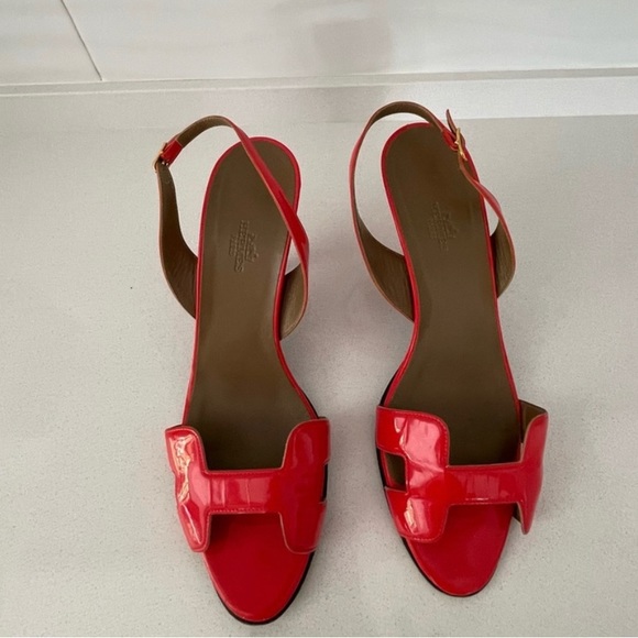 Authentic Hermes Red Sandals Heels - Picture 6 of 12